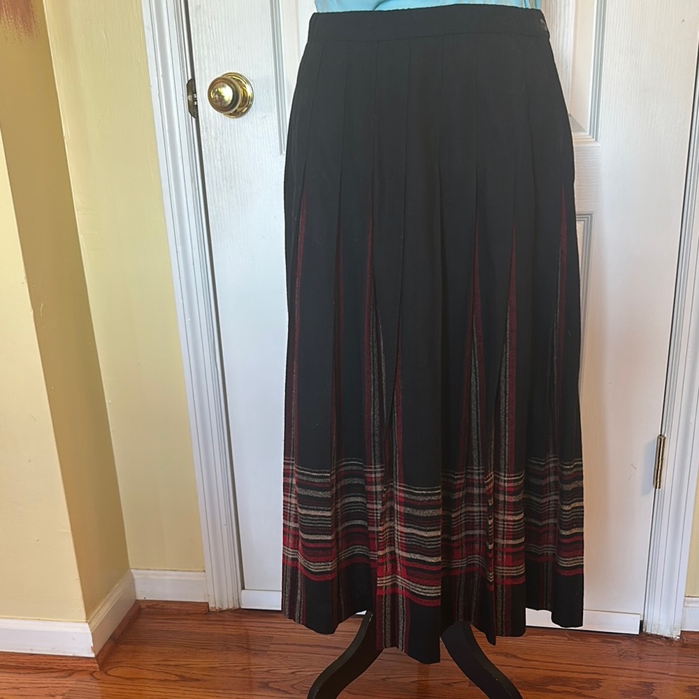 Pendleton Black and Red Pleated Maxi Skirt for Cocktail
